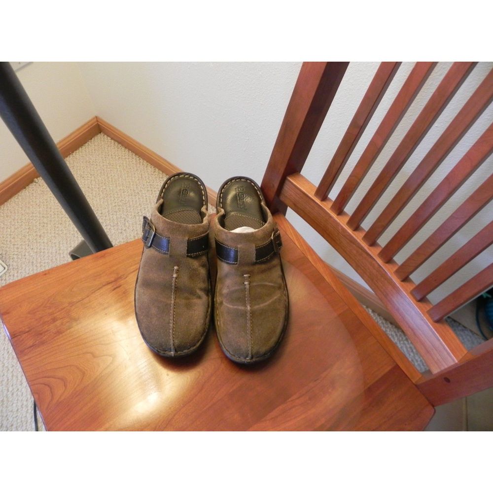BORN Leather Tan  Suede Sz 8 M 39 Euro Women's Mule Clogs Slides Comfort
